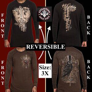 Affliction Highway Drifters Long Sleeves Reversible Thermal Size 3X